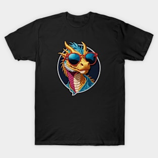 Cool Dragon Embroidered Patch T-Shirt